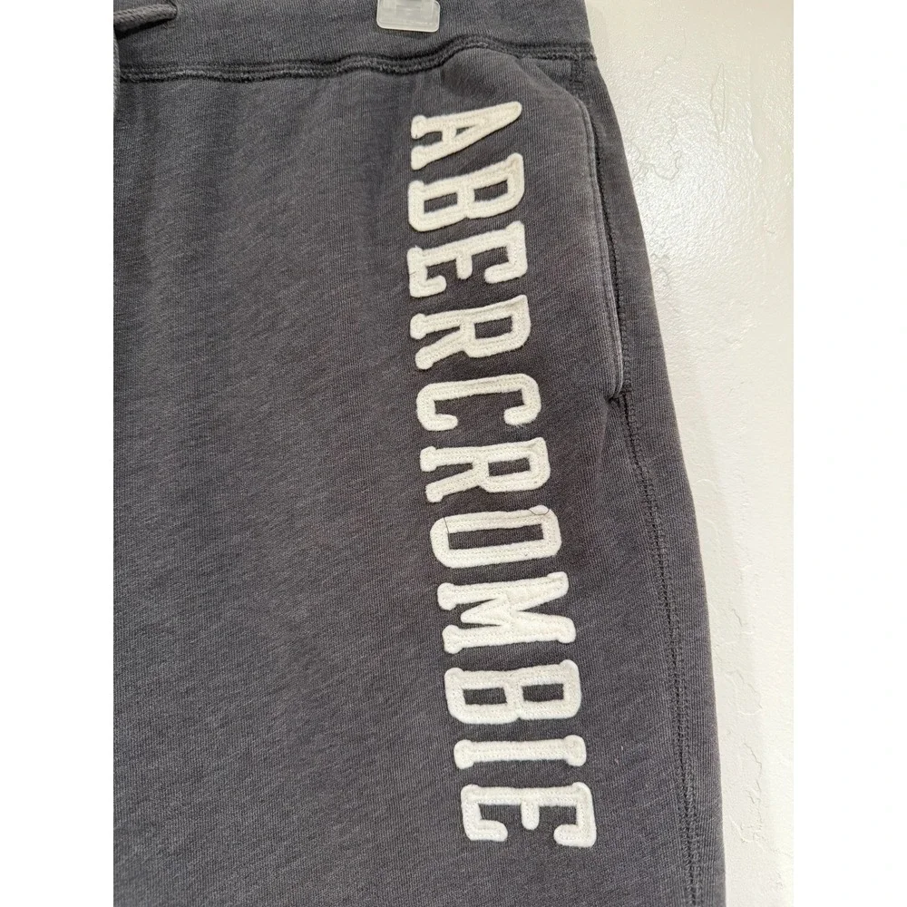 Abercrombie & Fitch Mens Logo Sweat Shorts Gray Drawstring Fleece Large 128A0023